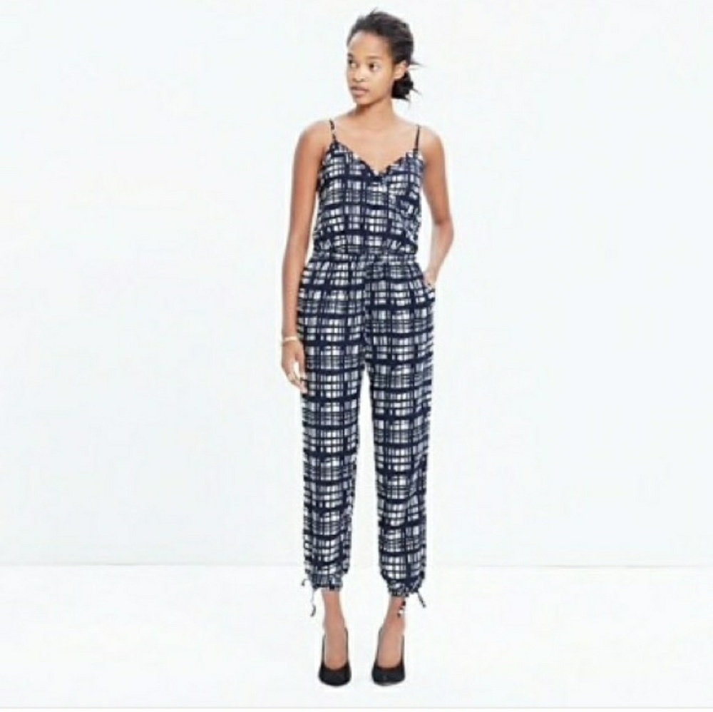 Madewell faux wrap cami jumpsuit in brushstroke